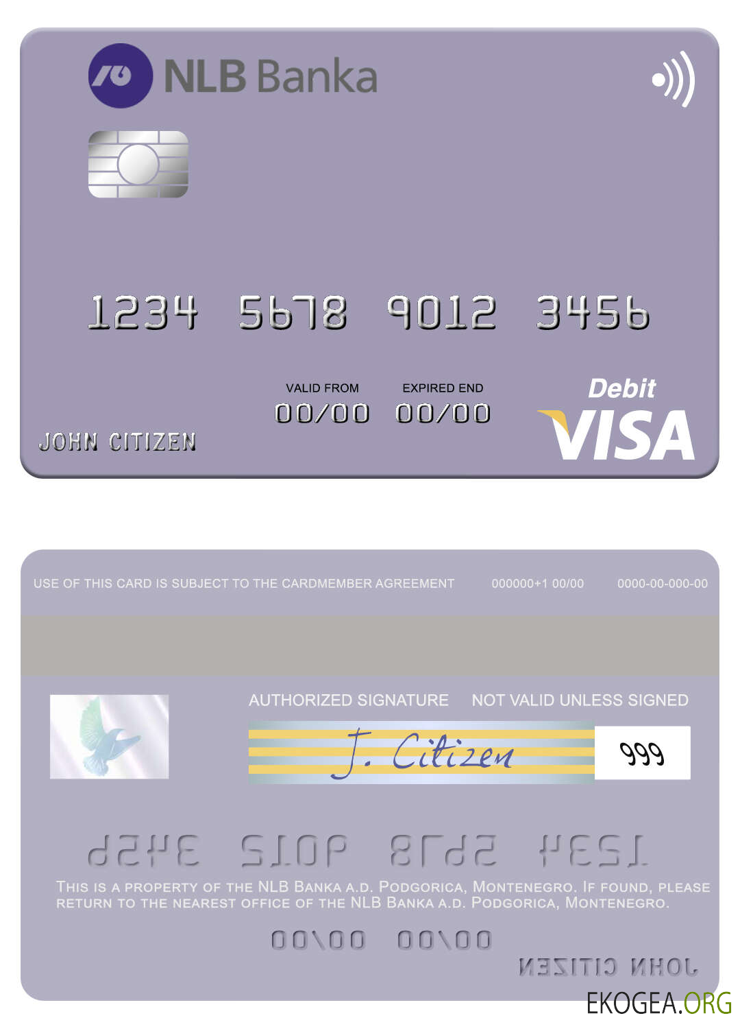 Monténégro NLB Banka a.d. Carte de débit visa Podgorica